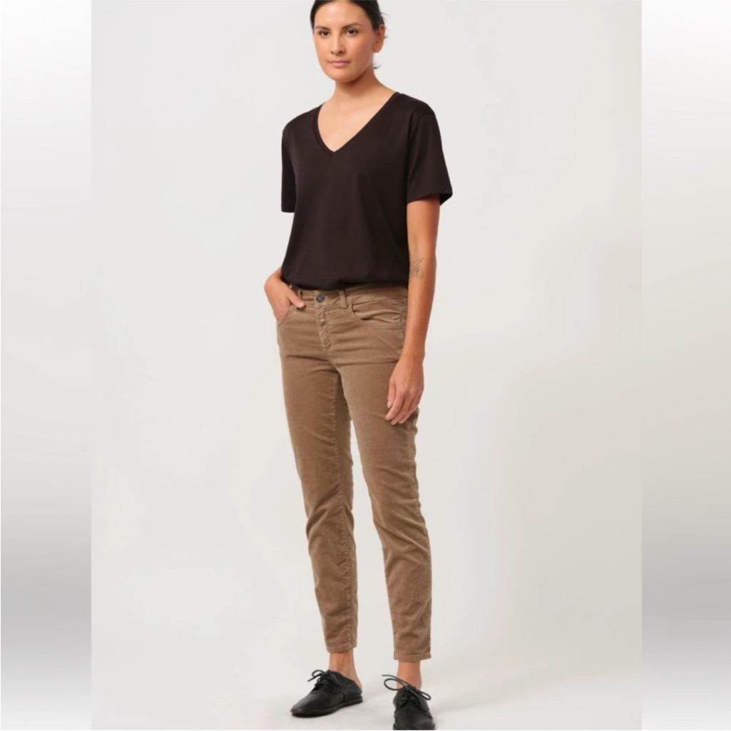 Closed Tan Cotton Trousers 27 Women's Skinny Mid Rise Bakervelvet Pants